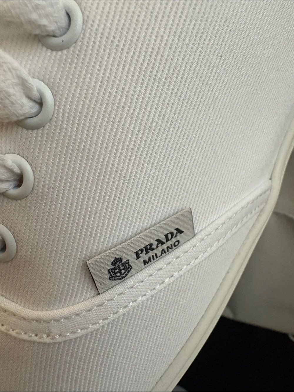 Authentic Prada Drill Lace-Up Sneakers Designer Keds size 8.5 in White